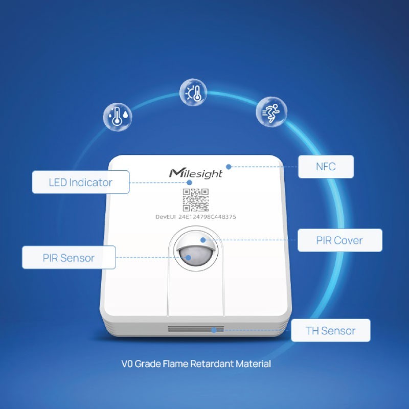 Sensore di movimento, temperatura e umidità WS203 Milesight